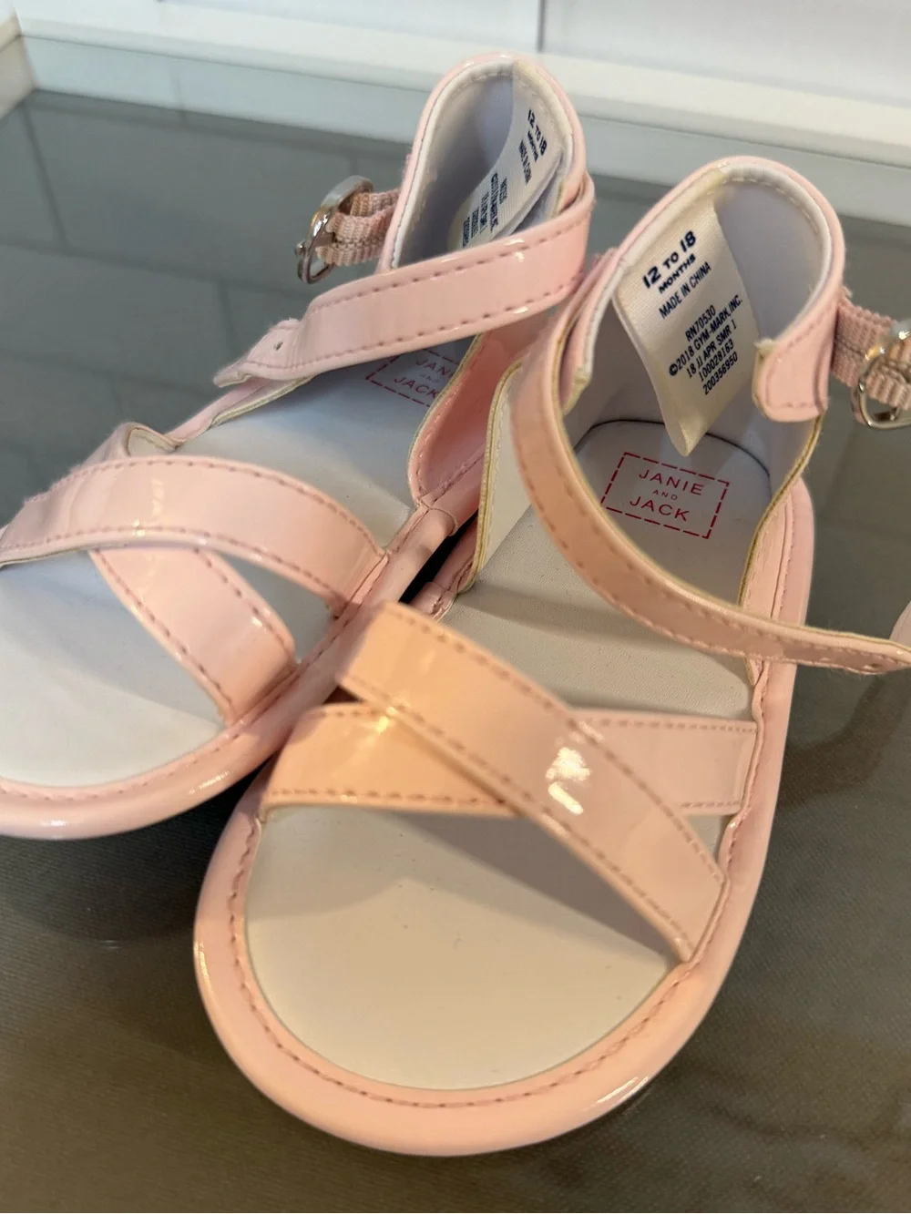 Janie and Jack Baby Pink Patent Sandals